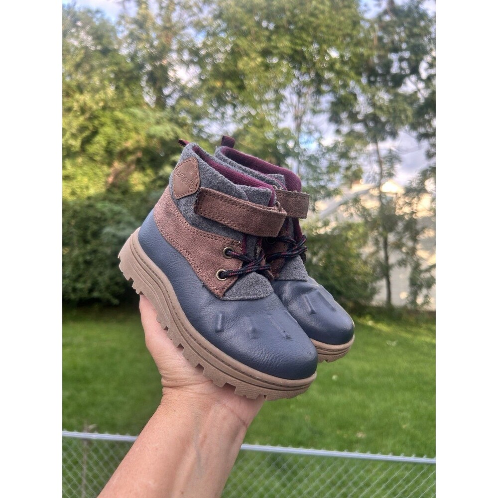 Carter's Kids US 10M EU 27 Gray Brown Blue Ankle Boots Hook & Loop